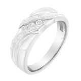 10K White Gold 1/10 Cttw Diamond Men's Three Stone Channel Set Diamond Wedding Ring (I-J Color, I1-I2 Clarity)-3 thumbnail 4
