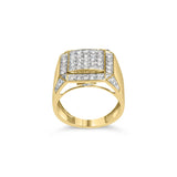Men's 10K Yellow Gold 2 1/8 Cttw Diamond  Composite Cluster Cocktail Ring Band-4 thumbnail 5