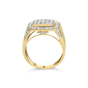 Men's 10K Yellow Gold 2 1/8 Cttw Diamond  Composite Cluster Cocktail Ring Band-1