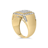 Men's 10K Yellow Gold 2 1/8 Cttw Diamond  Composite Cluster Cocktail Ring Band-3 thumbnail 4