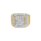 10K yellow gold ring with cluster of round diamond stones thumbnail 1