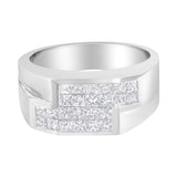14K white gold ring with cluster of round diamond stones thumbnail 1