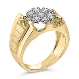 14K Yellow Gold Plated .925 Sterling Silver 1/3 Cttw Miracle-Set Floral Diamond Cluster Ring (I-J Color, I1-I2 Clarity)-3 thumbnail 4