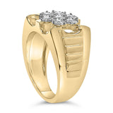 14K Yellow Gold Plated .925 Sterling Silver 1/3 Cttw Miracle-Set Floral Diamond Cluster Ring (I-J Color, I1-I2 Clarity)-4 thumbnail 5