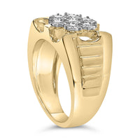 14K Yellow Gold Plated .925 Sterling Silver 1/3 Cttw Miracle-Set Floral Diamond Cluster Ring (I-J Color, I1-I2 Clarity)