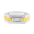 10K yellow gold ring with 3 miracle-set diamond stones on ridged band