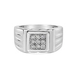 925 sterling silver men's ring with 9 miracle-set diamond stones thumbnail 1