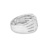 .925 Sterling Silver Diamond Accent Miracle-Set 9 Stone Ridged Band Gentlemen's Fashion Ring (I-J Color, I3 Clarity) - Size 10-1 thumbnail 2