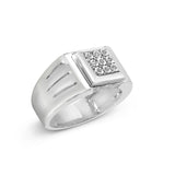 .925 Sterling Silver Diamond Accent Miracle-Set 9 Stone Ridged Band Gentlemen's Fashion Ring (I-J Color, I3 Clarity) - Size 10-3 thumbnail 4