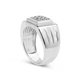 .925 Sterling Silver Diamond Accent Miracle-Set 9 Stone Ridged Band Gentlemen's Fashion Ring (I-J Color, I3 Clarity) - Size 10-4 thumbnail 5