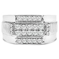925 sterling silver men's ring with 1.00 ct multi-row diamond stones