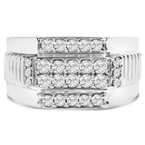 Men's .925 Sterling Silver 1.00 Cttw Diamond Multi Row Band Ring-0 thumbnail 1