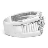 Men's .925 Sterling Silver 1.00 Cttw Diamond Multi Row Band Ring-1 thumbnail 2