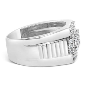Men's .925 Sterling Silver 1.00 Cttw Diamond Multi Row Band Ring-1
