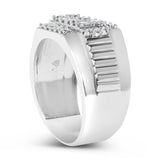 Men's .925 Sterling Silver 1.00 Cttw Diamond Multi Row Band Ring-4 thumbnail 5