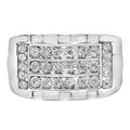 925 sterling silver ring with three rows of round channel-set diamonds