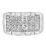 925 sterling silver ring with three rows of round channel-set diamonds thumbnail 1