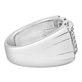 .925 Sterling Silver 1/4 Cttw Diamond Three Row Channel Band Ring (I-J Color, I3 Clarity) - Size 10-1 thumbnail 2