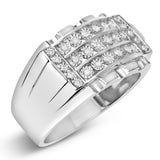 .925 Sterling Silver 1/4 Cttw Diamond Three Row Channel Band Ring (I-J Color, I3 Clarity) - Size 10-3 thumbnail 4