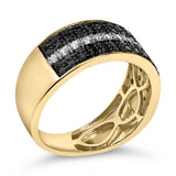 Men's 10K Yellow Gold 1.00 Cttw White and Black Diamond Cluster Ring-3 thumbnail 4