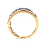 14K Yellow Gold Plated .925 Sterling Silver 1 1/4 Cttw White and Black Treated Diamond Multi Row Band (Black/I-J Color, I2-I3 Clarity)-4 thumbnail 5