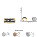 Men's 14K Yellow Gold Plated .925 Sterling Silver 1 1/2 Cttw White and Black Treated Diamond Cluster Ring (Black / I-J Color, I2-I3 Clarity)-4 thumbnail 5