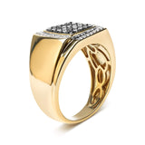 Men's 10K Yellow Gold 1.00 Cttw Cushion Cluster Black and White Diamond Statement Ring (I-J Color, I2-I3 Clarity)-3 thumbnail 4
