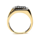 Men's 10K Yellow Gold 1.00 Cttw Cushion Cluster Black and White Diamond Statement Ring (I-J Color, I2-I3 Clarity)-4 thumbnail 5