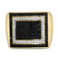 Men's 10K Yellow Gold 1 1/4 Cttw White and Black Diamond Geometric Ring-0