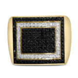 Men's 10K Yellow Gold 1 1/4 Cttw White and Black Diamond Geometric Ring-0 thumbnail 1