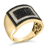 Men's 10K Yellow Gold 1 1/4 Cttw White and Black Diamond Geometric Ring-3 thumbnail 4