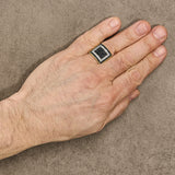 Men's 10K Yellow Gold 1 1/4 Cttw White and Black Diamond Geometric Ring-2 thumbnail 3