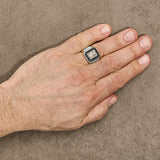 Men's 10K Yellow Gold 1 1/2 Cttw White and Black Diamond Cross Signet Ring-2 thumbnail 3