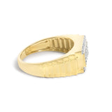 Men's 14K Yellow Gold Plated Sterling Silver Natural 1/2 Cttw Diamond Rectangular Halo Band Ring-1 thumbnail 2
