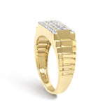 Men's 14K Yellow Gold Plated Sterling Silver Natural 1/2 Cttw Diamond Rectangular Halo Band Ring-4 thumbnail 5