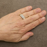 Men's 14K Yellow Gold Plated Sterling Silver Natural 1/2 Cttw Diamond Rectangular Halo Band Ring-2 thumbnail 3