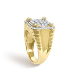 Men's 14K Yellow Gold Plated Sterling Silver 1.0 Cttw Diamond Square Motif Band Ring-4 thumbnail 5