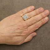 Men's 14K Yellow Gold Plated Sterling Silver 1.0 Cttw Diamond Square Motif Band Ring-2 thumbnail 3