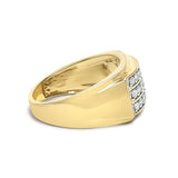 Men's 14K Yellow Gold Plated Sterling Silver 3/4 Cttw Diamond 3 Row Band Ring-1 thumbnail 2