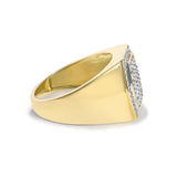 Men's 14K Yellow Gold Plated Sterling Silver 3/4 Cttw Diamond Cushion Head and Halo Band Ring-1 thumbnail 2