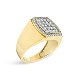 Men's 14K Yellow Gold Plated Sterling Silver 3/4 Cttw Diamond Cushion Head and Halo Band Ring-3 thumbnail 4