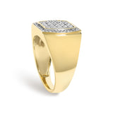 Men's 14K Yellow Gold Plated Sterling Silver 3/4 Cttw Diamond Cushion Head and Halo Band Ring-4 thumbnail 5