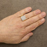 Men's 14K Yellow Gold Plated Sterling Silver 3/4 Cttw Diamond Cushion Head and Halo Band Ring-2 thumbnail 3
