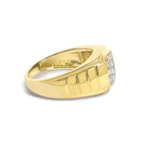 Men's 14K Yellow Gold Plated Sterling Silver 1/3 Cttw Diamond Grooved Band Ring-1 thumbnail 2