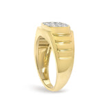 Men's 14K Yellow Gold Plated Sterling Silver 1/3 Cttw Diamond Grooved Band Ring-4 thumbnail 5