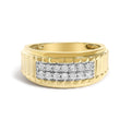Men's 14K Yellow Gold Plated Sterling Silver 3/8 Cttw Diamond Ribbed Band Ring-0
