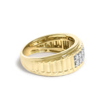 Men's 14K Yellow Gold Plated Sterling Silver 3/8 Cttw Diamond Ribbed Band Ring-1 thumbnail 2