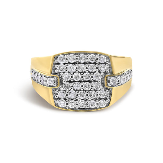 Men's 14K Yellow Gold Plated Sterling Silver 1.0 Cttw Diamond Geometric Band Ring-0