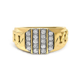Men's 14K Yellow Gold Plated Sterling Silver Diamond 1/2 Cttw Cuban-Link Band Ring-0 thumbnail 1