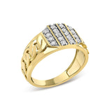 Men's 14K Yellow Gold Plated Sterling Silver Diamond 1/2 Cttw Cuban-Link Band Ring-3 thumbnail 4